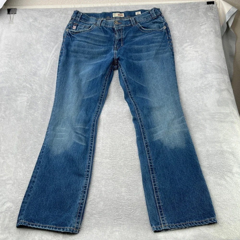 MEK Denim Cody Straight Leg Jeans Size 40 Blue Mens Embroidered Y2K Rugged Style